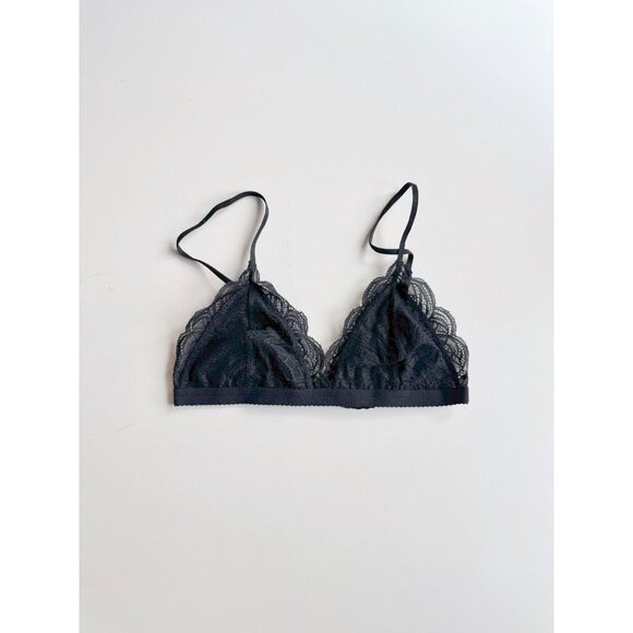 Aritzia TALULA Monterey Black Chantilly Lace Triangle Bralette Bra, Size M - Picture 1 of 9